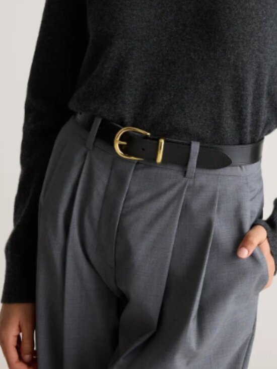 NWT Quince Allegra European Leather Belt in Black Size Medium main image 6